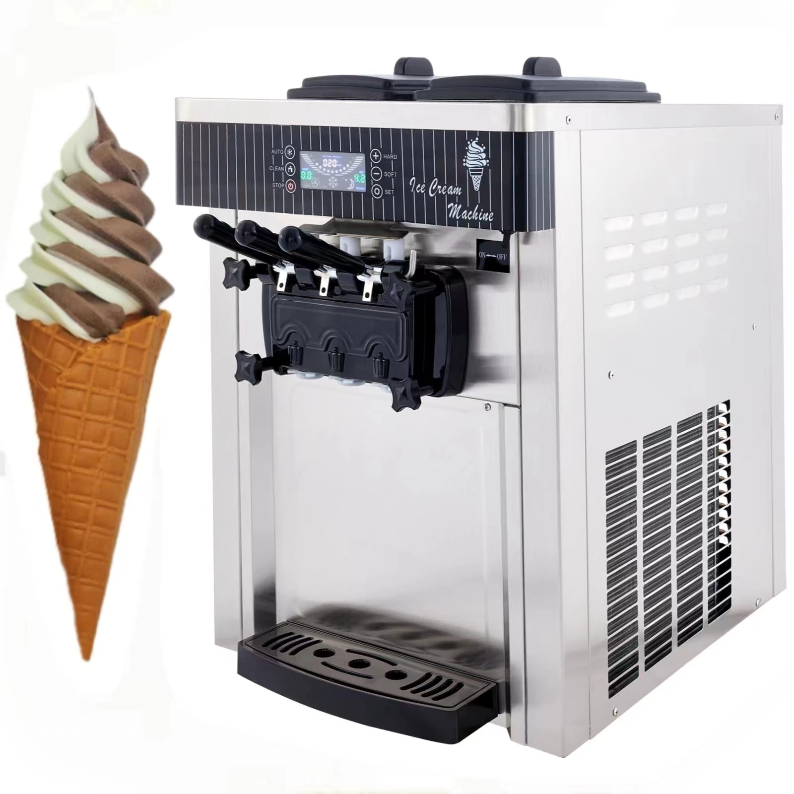 WeWork Commercial Ice Cream Machine 2200W 20-28L Per Hour Soft Serve Ice Cream Machine 3 Flavors Rainbow Ice Cream Machine