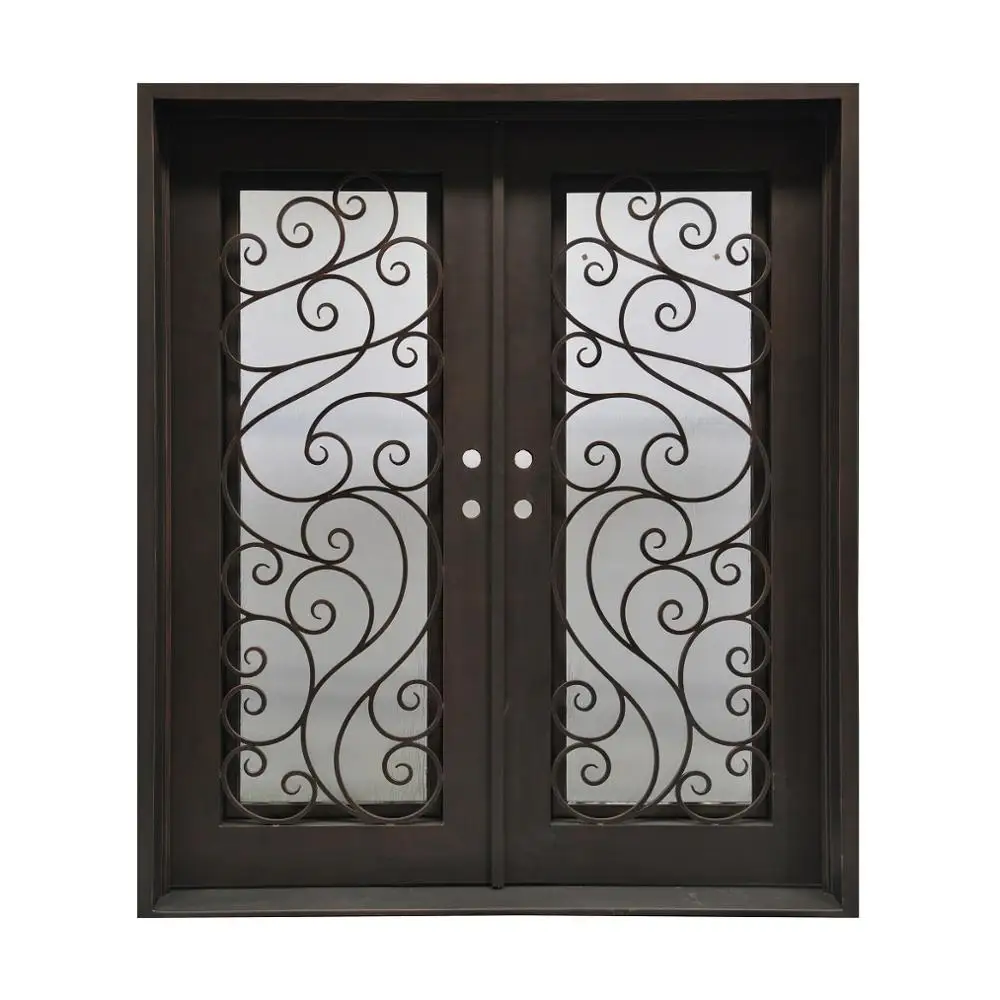 Modern House Wrought Iron Double Front Entry Door Designs Fancy Security Door Exterior Bi Fold Doors