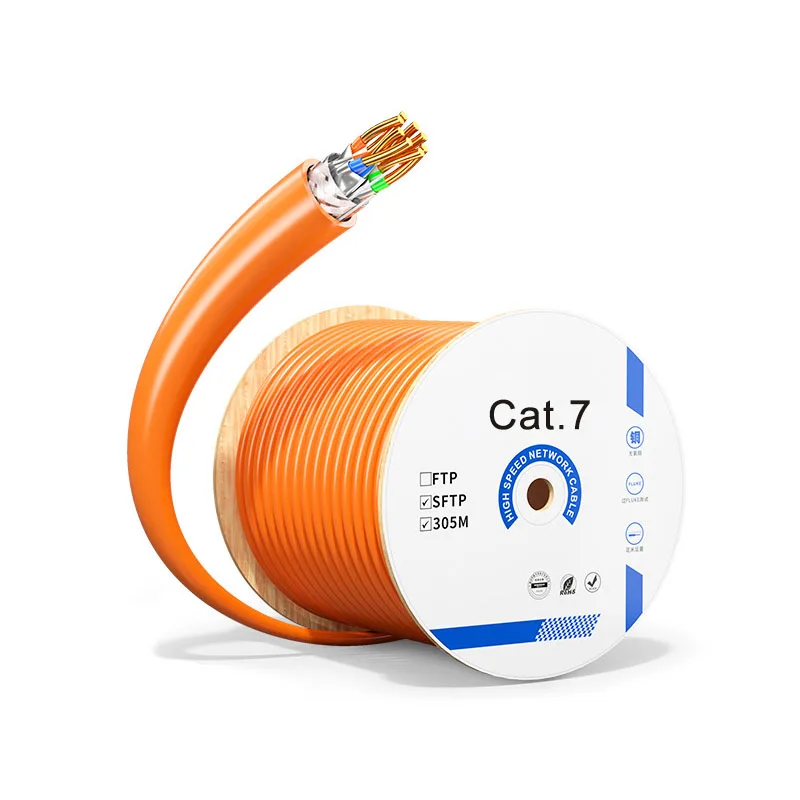 10Gbps 1000FT Coiled Cat7 SFTP Network Cable High Speed Pure Copper 8core 0.57mm Lan Ethernet Internet Cat 7 Cables
