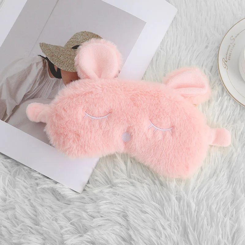 Wholesale  rabbit shape fluffy travel cute eye mask