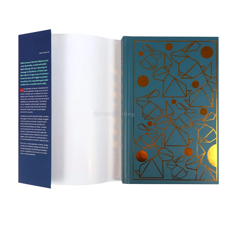 Book Printing Services Custom and Printed Gold Foil and Stenciled Edges Hardcover Book Trim Size with Dust Jacket