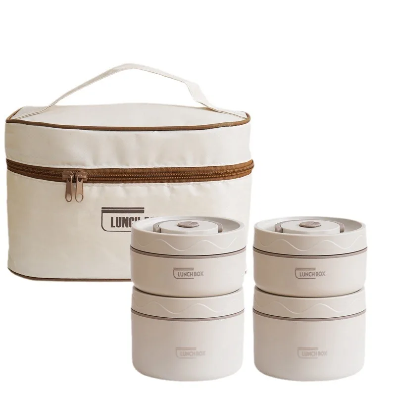 Insulated Lunch Box Fruit Fresh-Keeping Box Canvas Pockets Sets Multi-Person Child Lunch Box