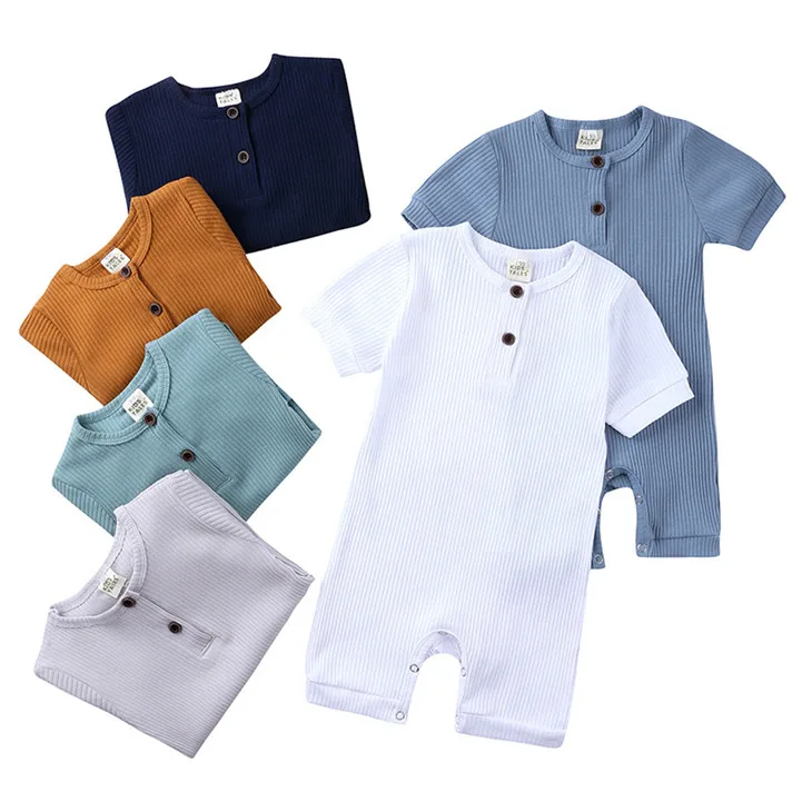 Baby Bodysuit Wholesale Kids Tales Summer Pure Color Jumpsuits Short Sleeve Shielding Baby Newborn Clothes