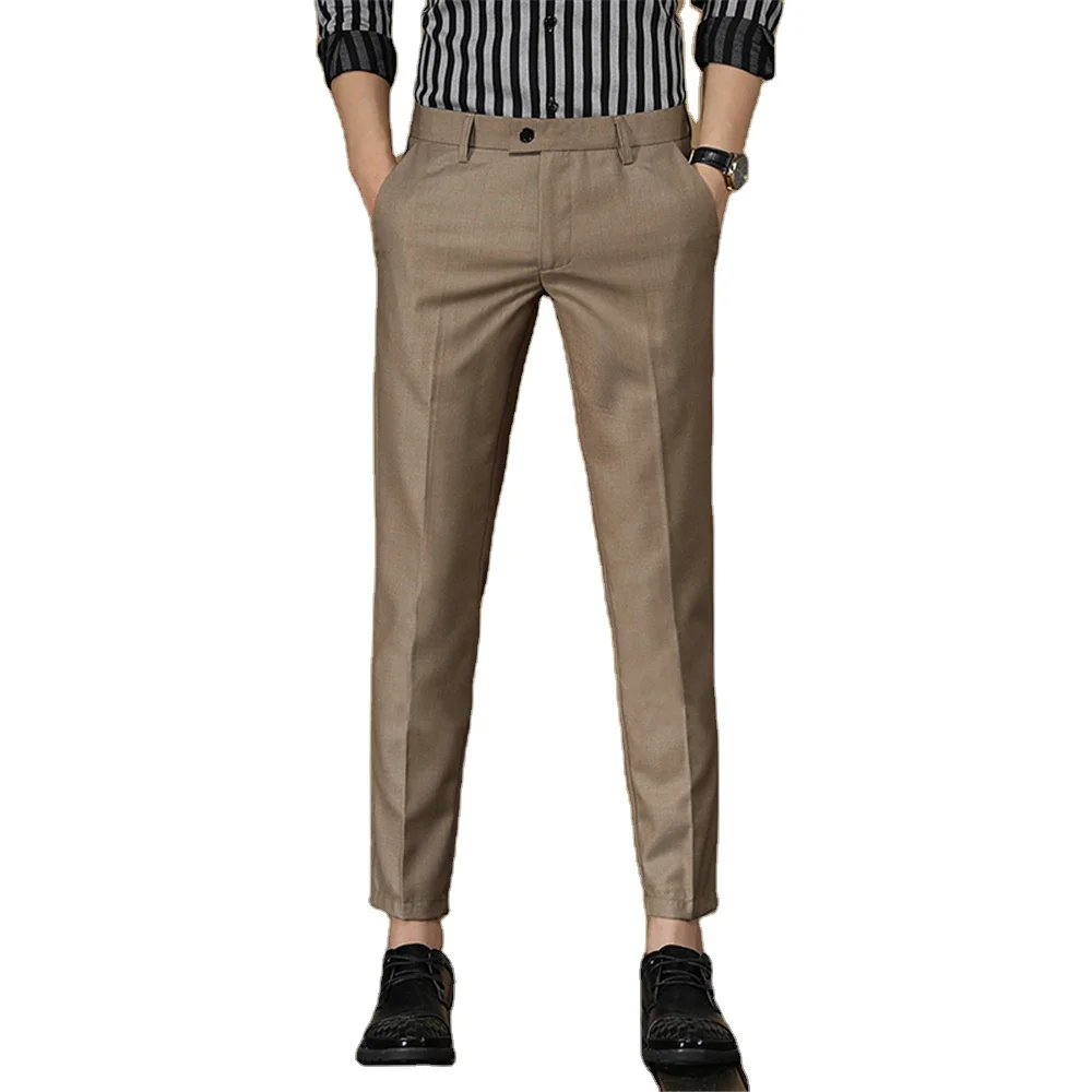 2021 Wholesale Fashion Men Plaid Slim Formal Business Grid Printing Pockets Pants Outdoor Casual Slim Trousers Long Pencil Pants