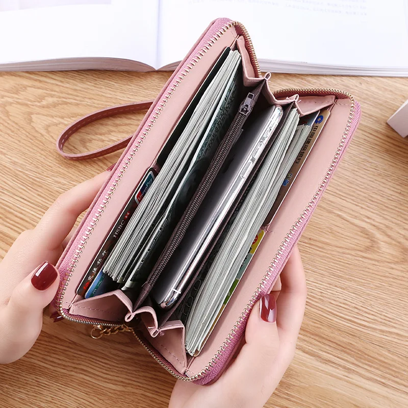 PU Zipper Large Capacity Purses For Girls fashion ladies Long Clutch wallets coin purses handbags Women teenager wallet