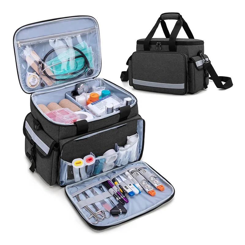 Emergency Medical Supplies Storage Bag Home Health Aid Bag with Shoulder Strap for Nurse Doctors First Aid Pouch Organizer Bag