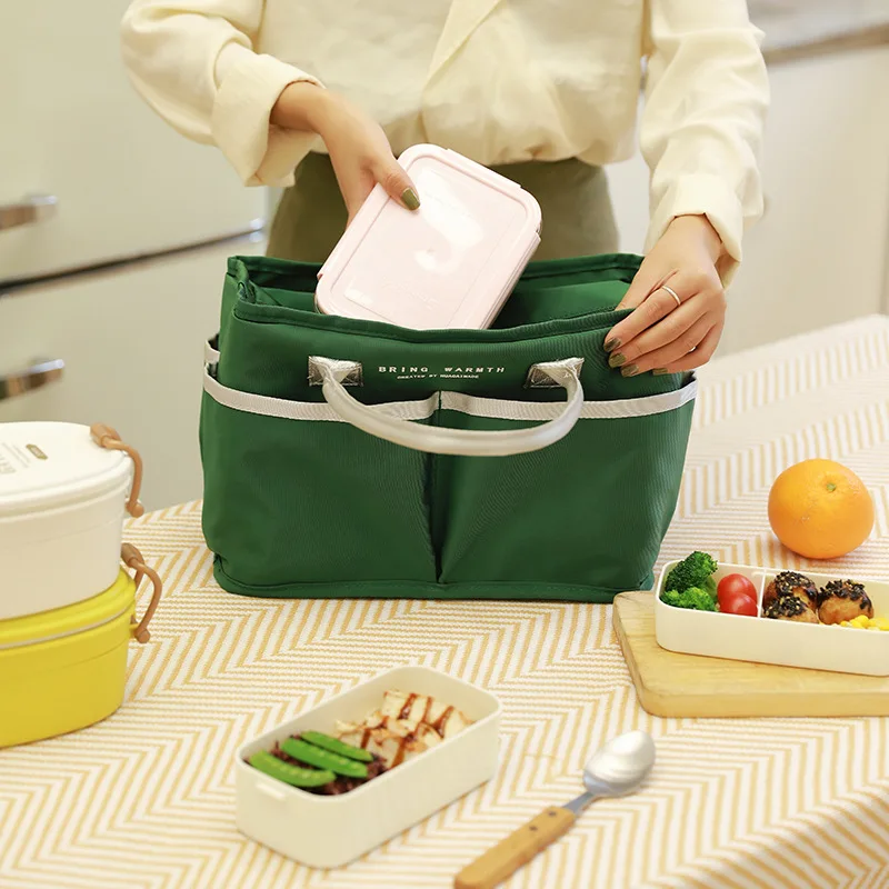 Wholesale Portable  Polyester Tote PEVA Large Capacity Thermal Insulated Lunch Cooler Bag With Handle For Lunch Picnic