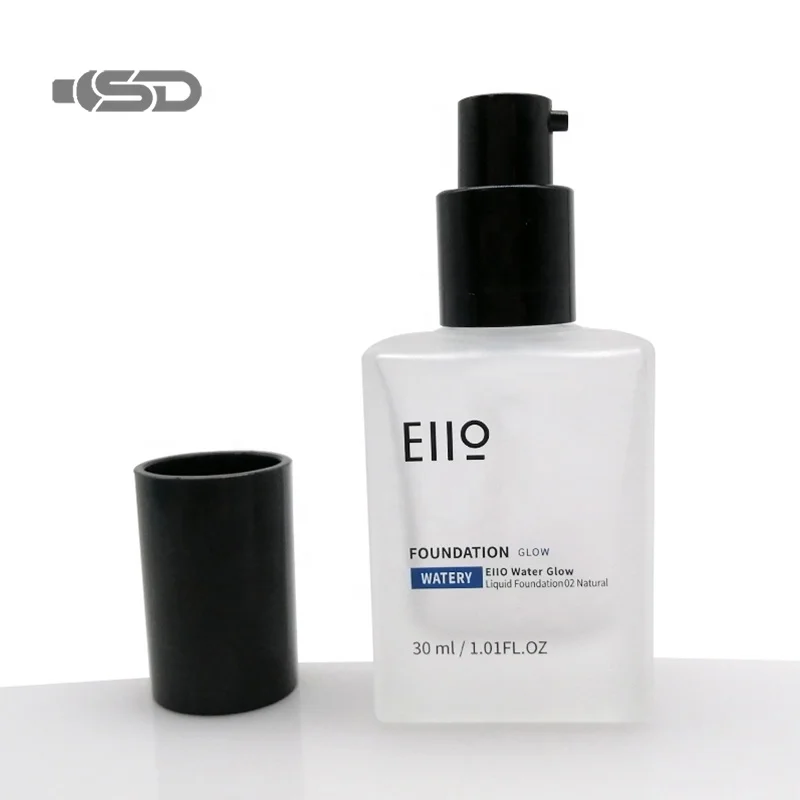 Luxury Custom Logo EDM Trending Foundation 30ml Frosted Glass Bottle Empty Glass Press Pump Head Foundation Bottle