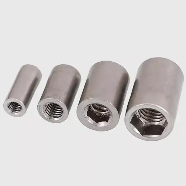 Factory outlet 304 stainless steel cylinder rod nut  Round hex cylindrical nuts