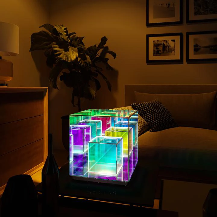 New Modern Restaurant Cube Desk Lamp Acrylic Magic Cubes Led Colorful Night Light Decorative Acrylic Table Lamp