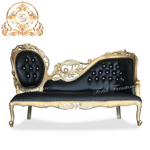 Royal Wedding Decor Chaise Lounge Wooden Bride Groom Sofa