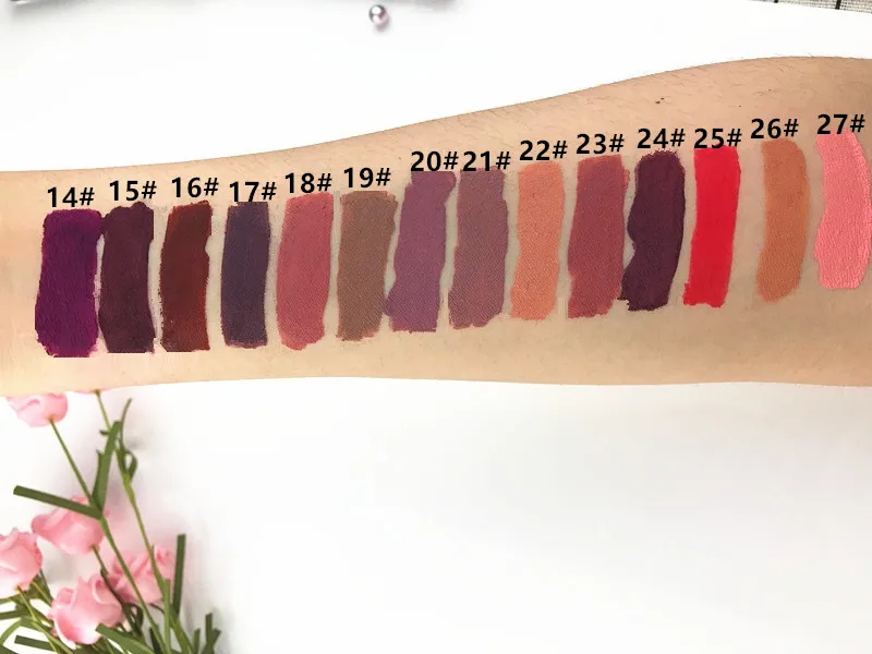 
27 colors no logo light texture waterproof long lasting nude liquid private label matte lipstick 