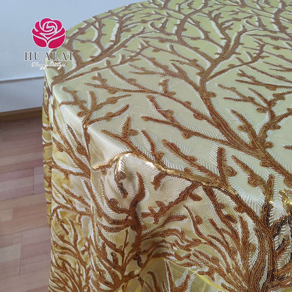 ES3PT008 -132 in silver and gold shimmer sequin design  table cloths overlay for wedding rectangle and round