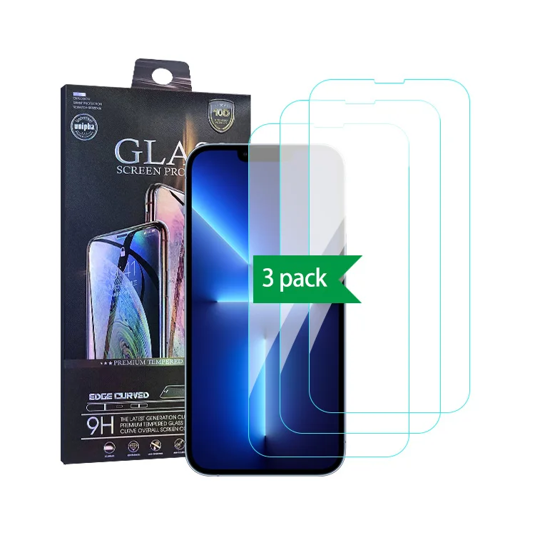 High cost performance 3pack for iphone13 glass screen protector for iphone 13 pro with 3 pack packaging