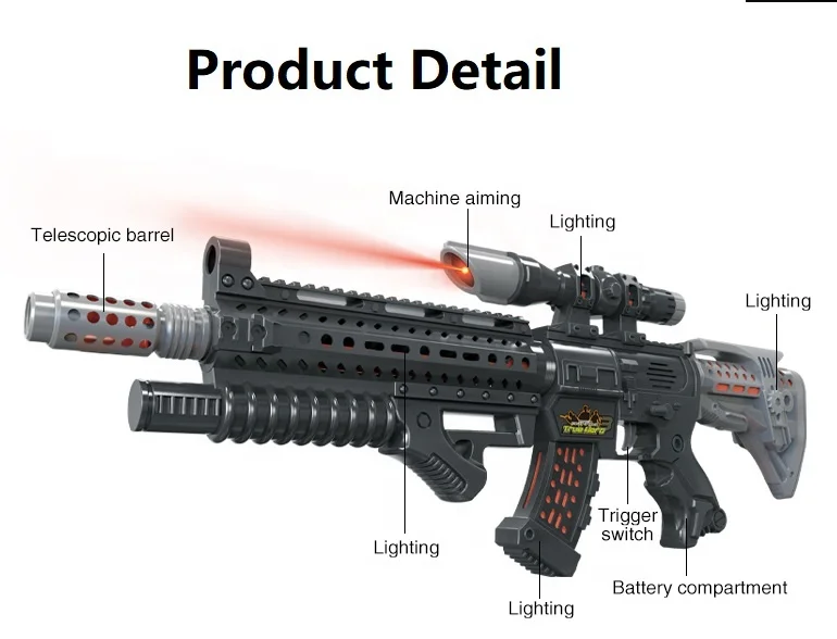 Wholesale luminous plastic toy guns battery operated motorized electric toy gun play sniper toy guns with lights sounds