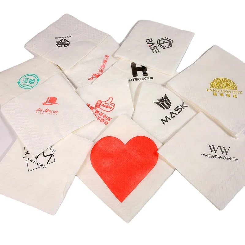 40cm*40cm 2ply  printed customized disposable multi fold decoupage white paper napkins