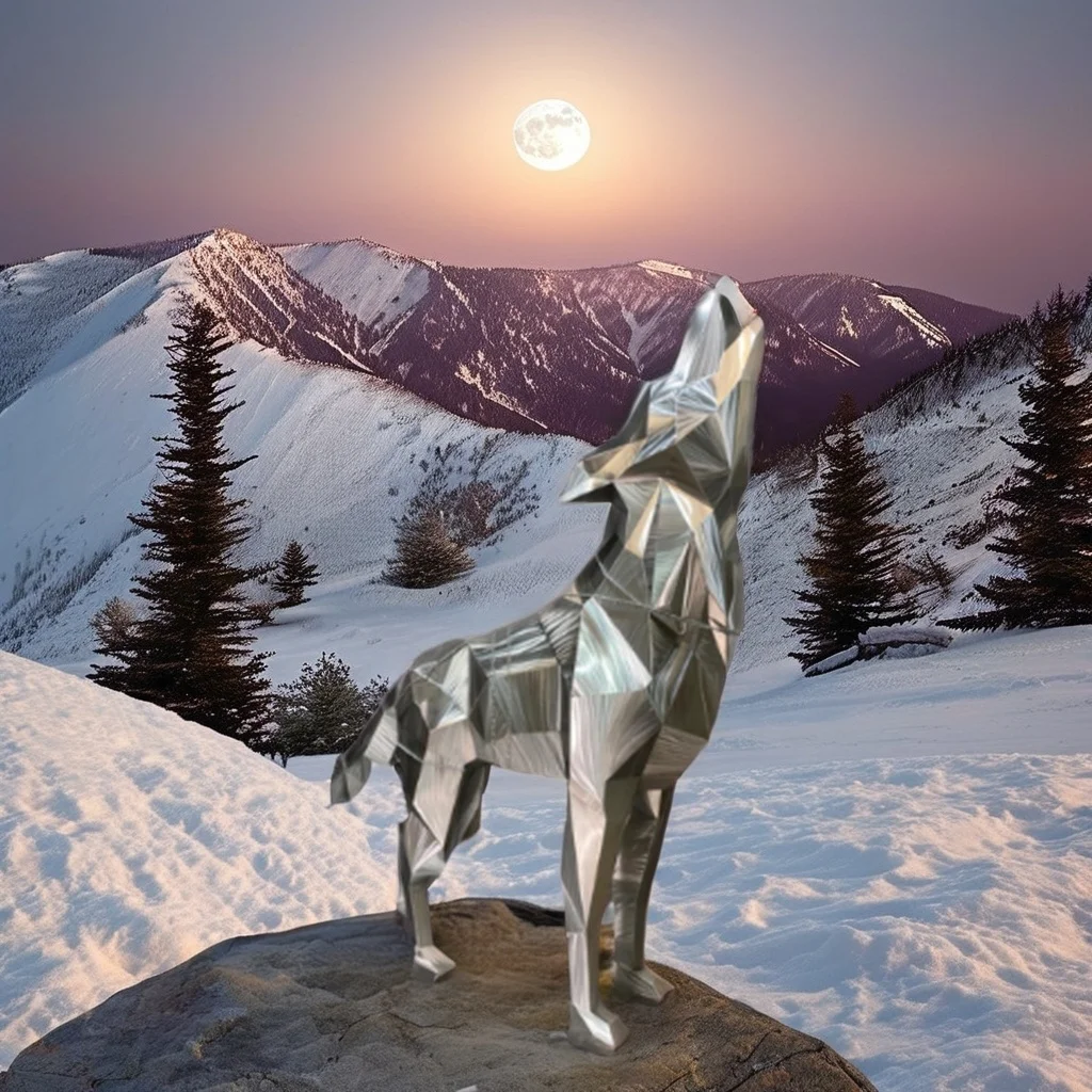 Large Abstract Animal Stainless Steel Sculpture Art Wolf Metal Welding Technique for decoration