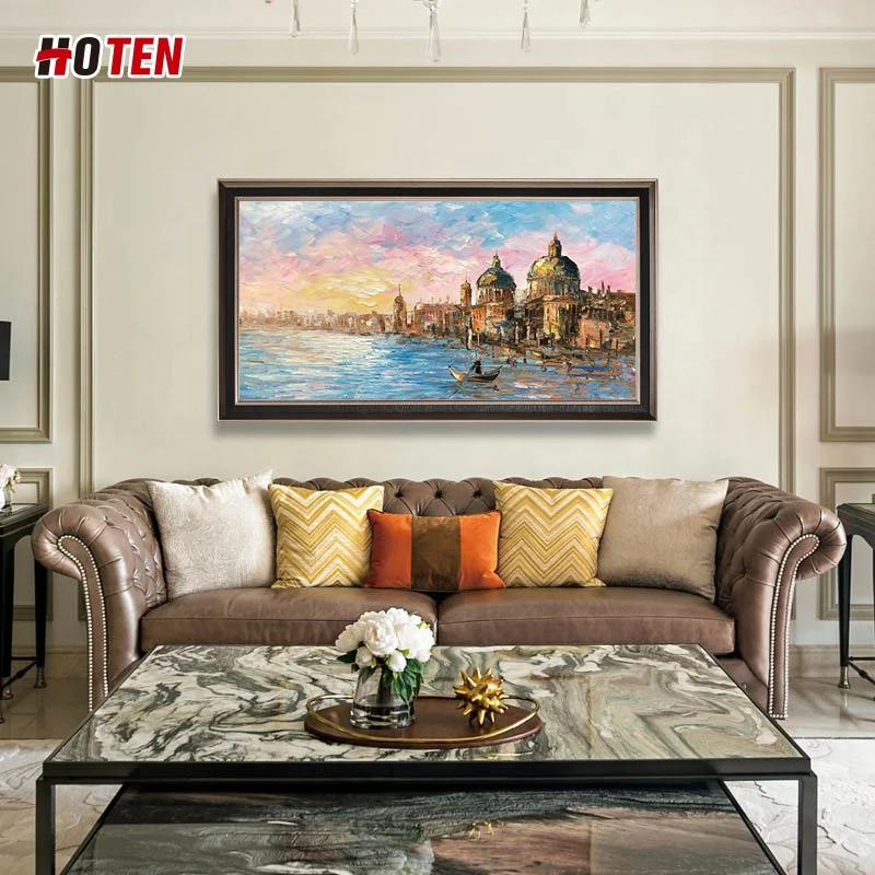Venice retro handmade painting in landscape painting rosy clouds