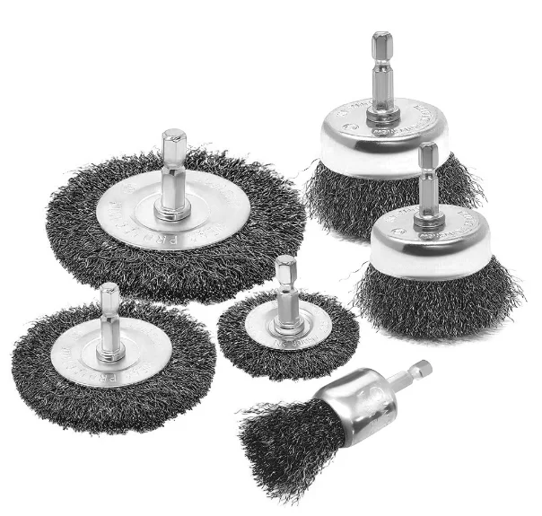 steel stem-mounted end brush twist wire pen brush 6mm  handle for drill polishing flat brush