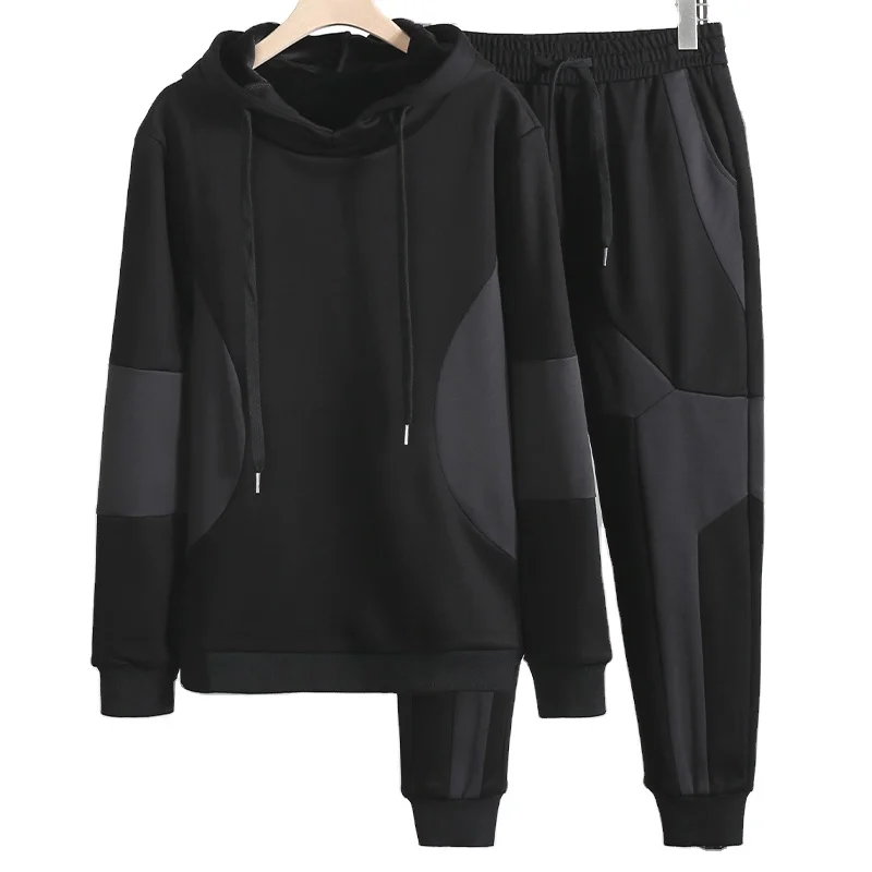 
 Костюм с капюшоном на заказ, зимний утепленный бархатный свитер, трендовая повседневная спортивная одежда с прострочкой, мужская одежда  