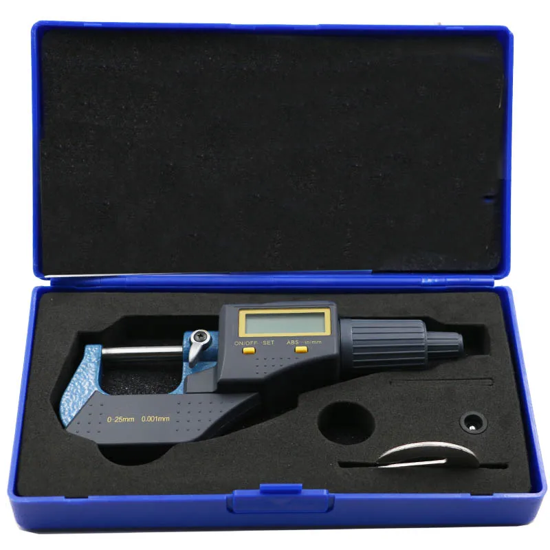 0-25mm Digital Micrometer LCD Screen 0.001mm Electronic Micron Outside Micrometer Caliper Gauge Measuring Gauging Tools