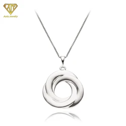 nickel free health jewelry can engraved logo double round overlapping pendant