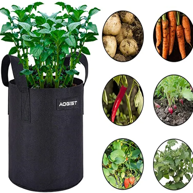 Price of 3 5 7 10 gallon high quality veget onion and potato garden planter pot fabric plant grow container felt potato grow bag