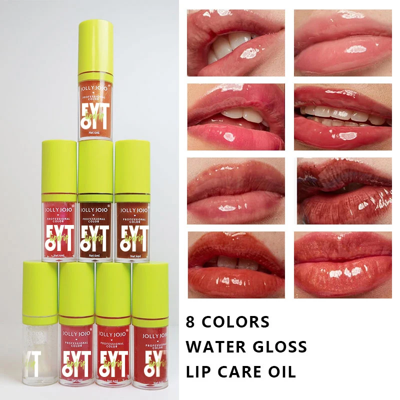 Hot Selling Low MOQ Glossy Lip Oil 8 Colors Hydrating Moisturizing Nourishing Plumper Clear Shiny Tinted Jelly Lip Gloss Oil