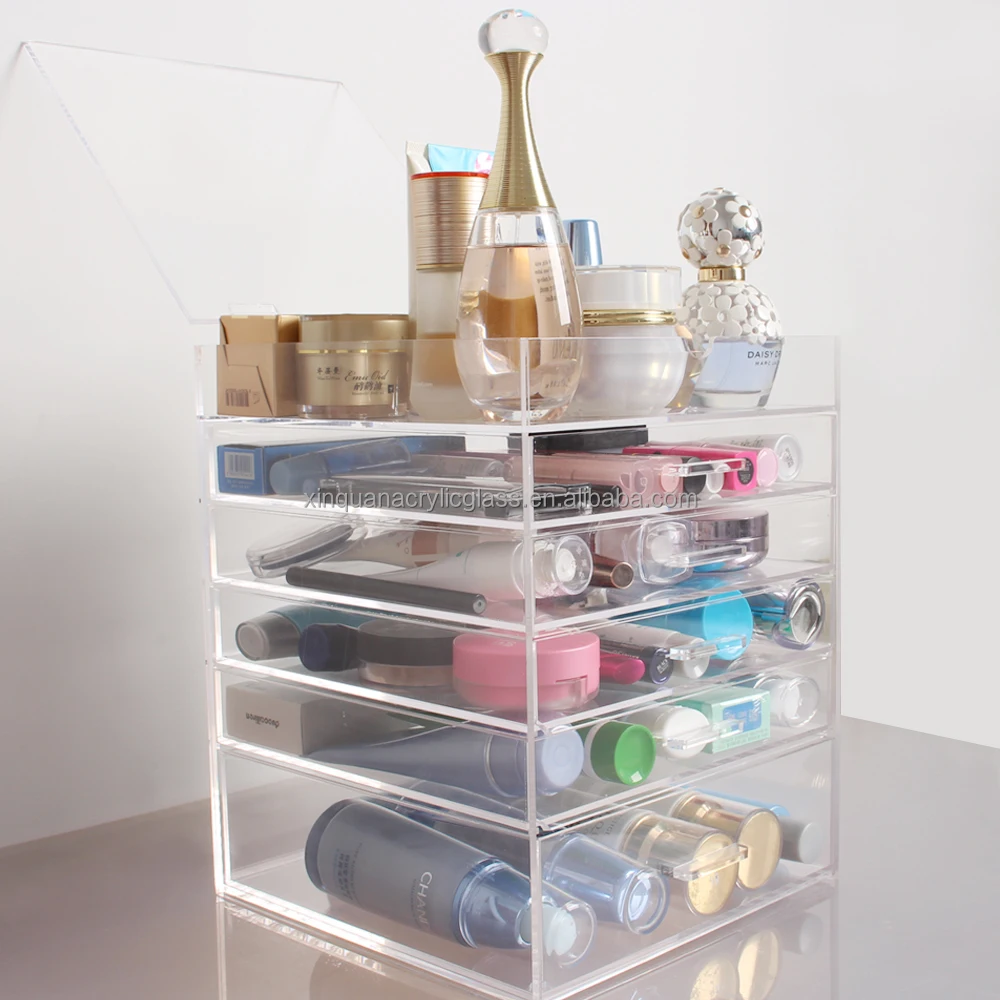 Cosmetic Storage Box  Extra Large 6 Tier with 5 drawers Clear Acrylic Cosmetic makeup organizer acrylic