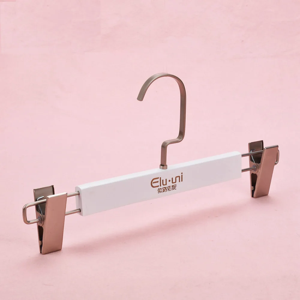 Luxury customized logo white hanger woman suit white clothes hanger wooden gold hook wholesale