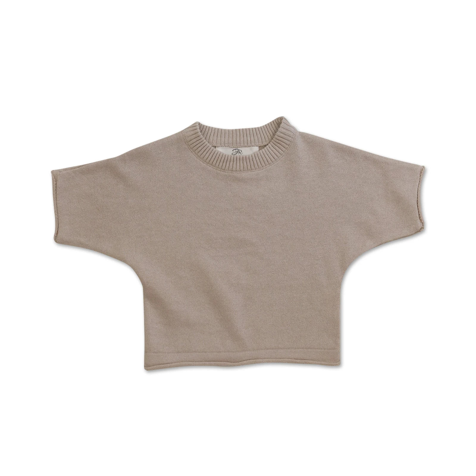 Custom Speckle Short Sleeve Crewneck Baby Toddler Kids Sweater Clothes Set Customized merino wool and pure cotton clothing