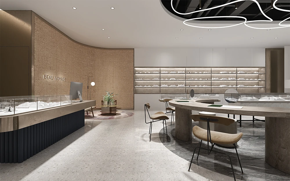 Jewelry showroom interior Display Showcase Jewelry Store renovation Fixture Customized Jewelry Shop layout design Furniture