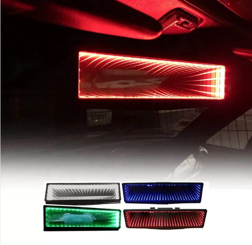 Colorful LED Wide Angle Charms 3D Rear View Car Decoration Rearview Mirror Lights for other car interior accessories