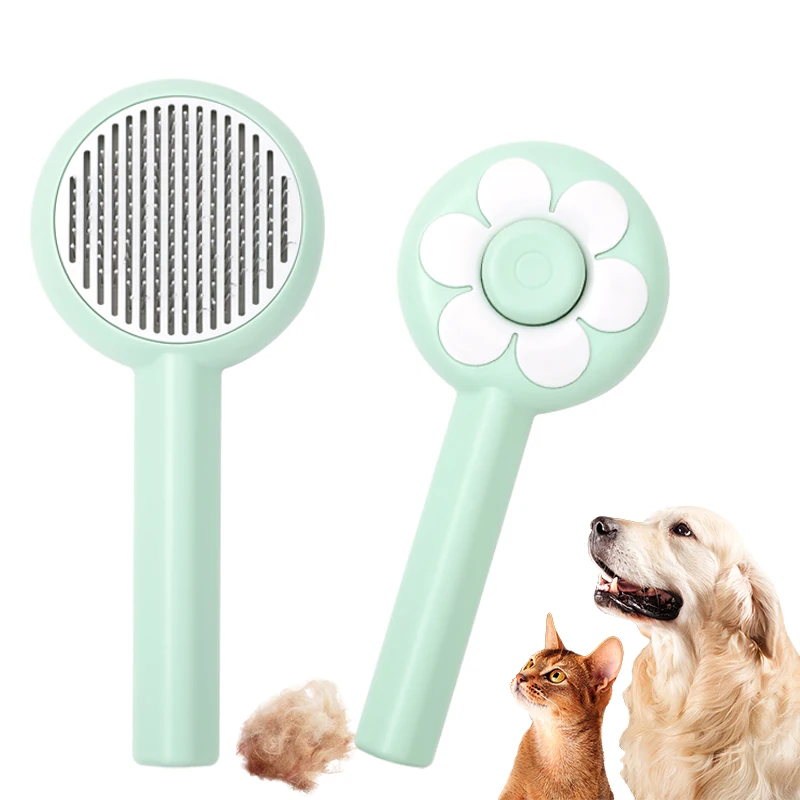 New Flower-Shaped Open Knot Needle brush Cat and Dog Grooming Brush with Floating Hair Removal Cleaning Pet Products