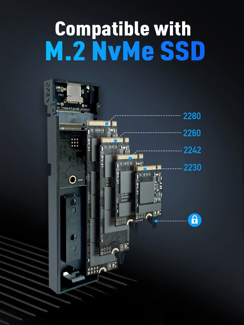 VCOM USB Type C внешний корпус SSD M.2 PCI-E NVMe M B ключ жесткого диска с