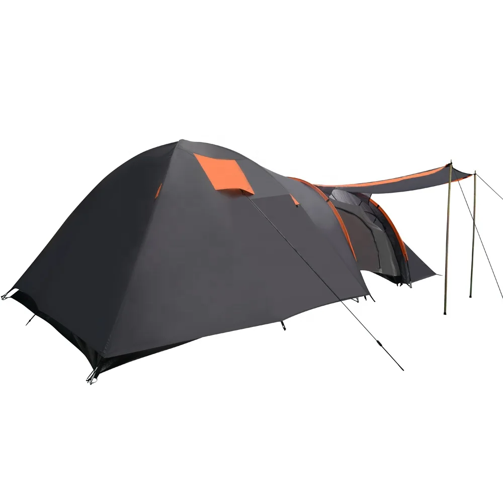 China supply 190t polyester pu coating waterproof 4 person tent party tent Double sheets two-bedroom apartment Family Tent