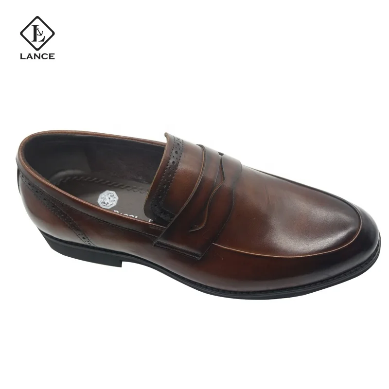 LANCI High Quality Luxury Brown Genuine Leather Men Dress Shoes For Men Casual Business