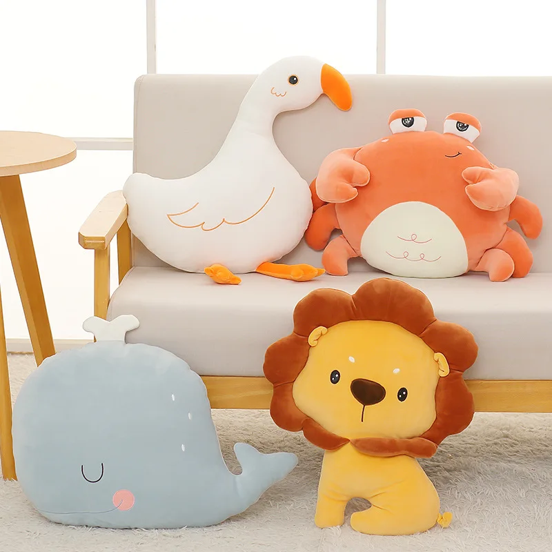 ins hot sale 45cm plush toy plush crab lion crocodile animal sofa pillow Nordic style cushion bed room decoration doll gift