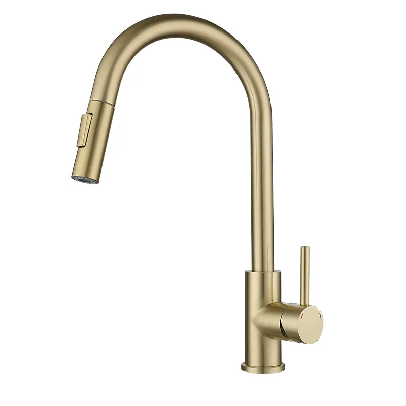 China Sanitary Ware Golden Color Brushed Designer Luxury Gold Kitchen Faucet