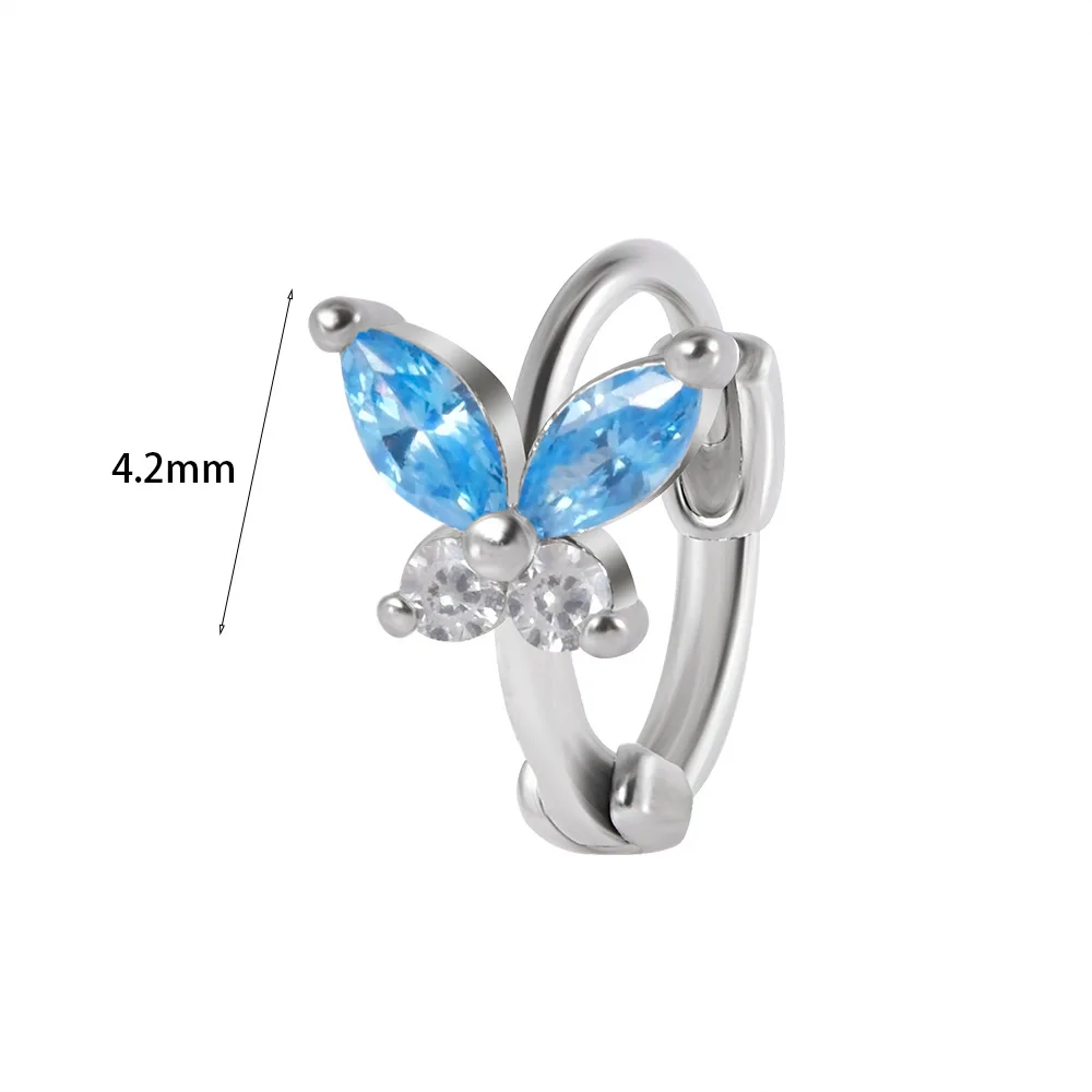 YICAI New Stainless Steel White CZ Skull Flower Diamond Huggie Hoop Earrings For Women Butterfly Zircon CZ Cartilage Piercing
