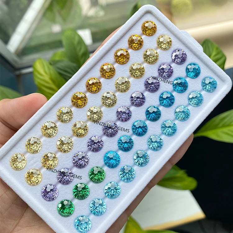 YinZheng In Stock loose cubic zirconia special fireworks cut 8MM synthetic cz gemstones Round Shape cz stone