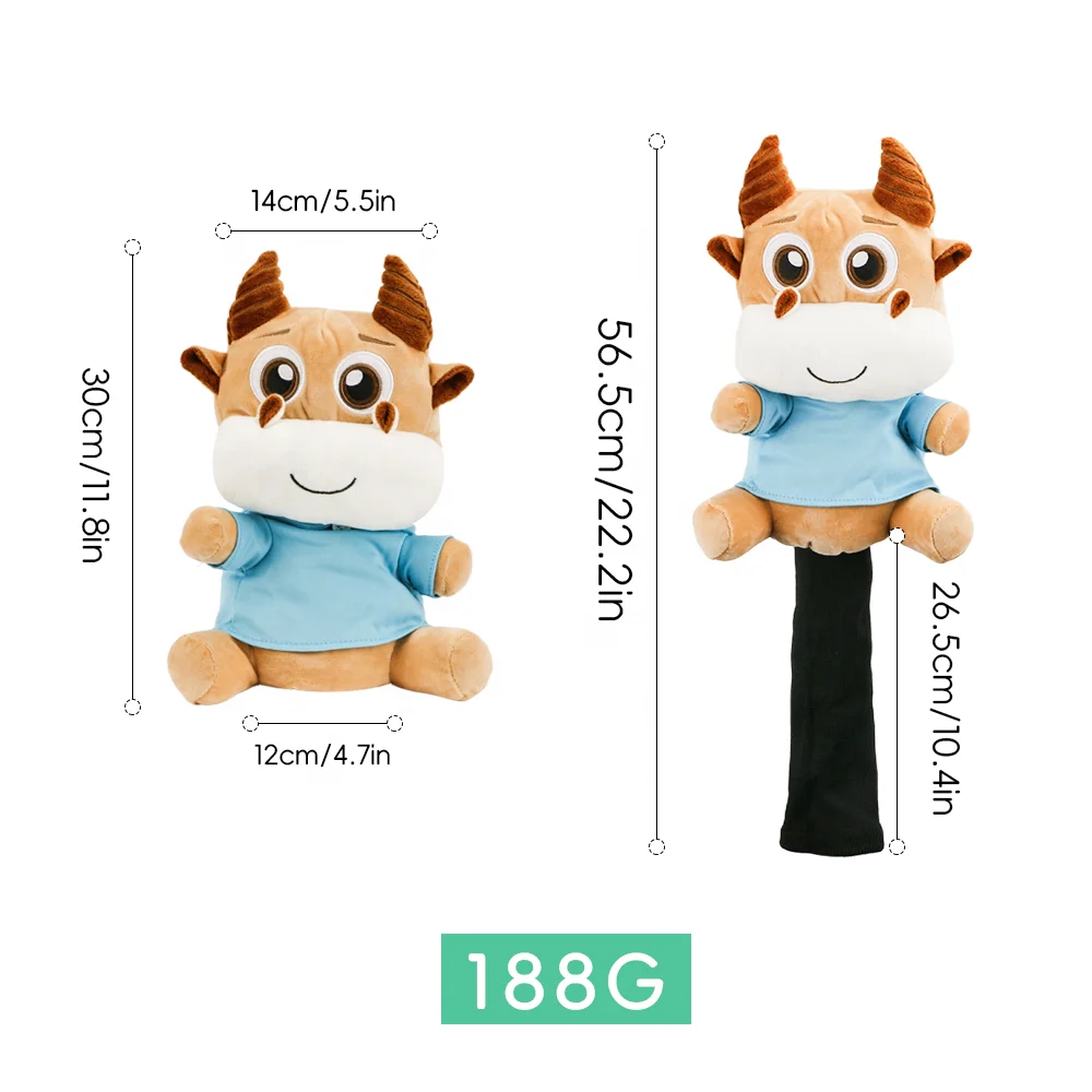 Factory price Novelty Animal Cow Shape Headcover Golf 460cc Driver Wood headcover