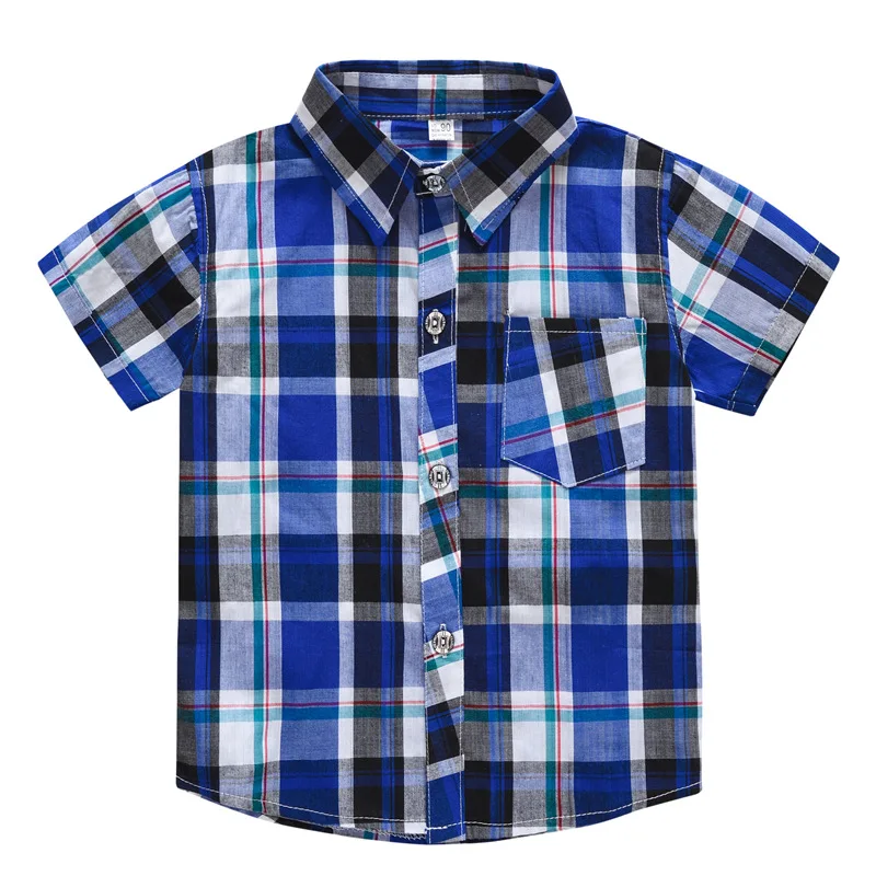 2019 hot sale new design summer New children Girls comfortable Casual upper Tops kids boys fancy plaid shirts