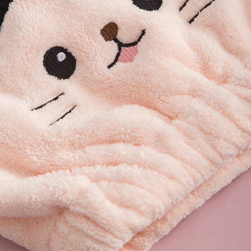 Bilov Japan Style Dry Hair Cap Cartoon Cat Elastic Bath Shower Cap Super Absorbent Microfiber Hair Drying Towel