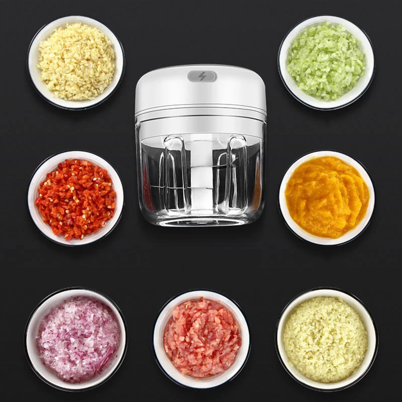 Portable Wireless Food Processor with Rechargeable Electric Garlic Press Onion Ginger Chili Pepper Garlic Blender