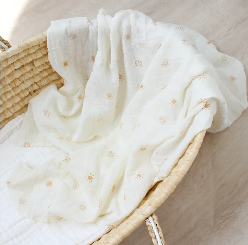 New Pattern Baby Swaddle Blanket Can Be Customized Baby 2-Layer Bamboo Cotton Blanket Baby Skin-Friendly Bamboo Cotton Blanket