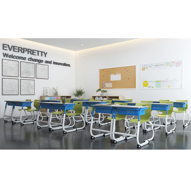 School Classroom Furniture School Set Wooden Student Study Metal Ergonomic Comfortable Single Desk and Chair Set