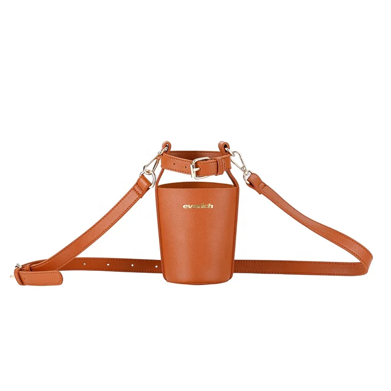 Custom Logo PU Sleeve Bottle Bag Pouch Holder Water Bottle Carrier With Strap