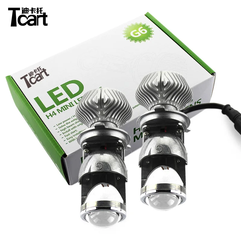 Tcart auto headlamp 35W*2 H4 hi/lo LED projector lens 5500K 12V/24V H4 LED high-low headlights car styling H4 LED Conversion Kit