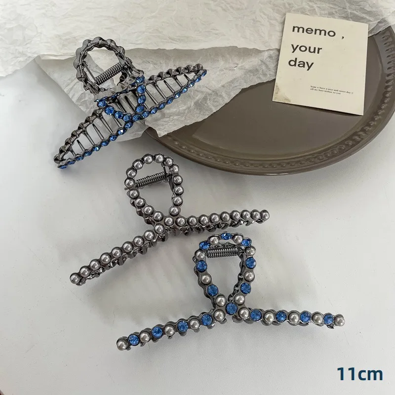 Fashion Headwear 11cm Rhinestone metal Hair Claw Clips for Women thick Hair Accessories